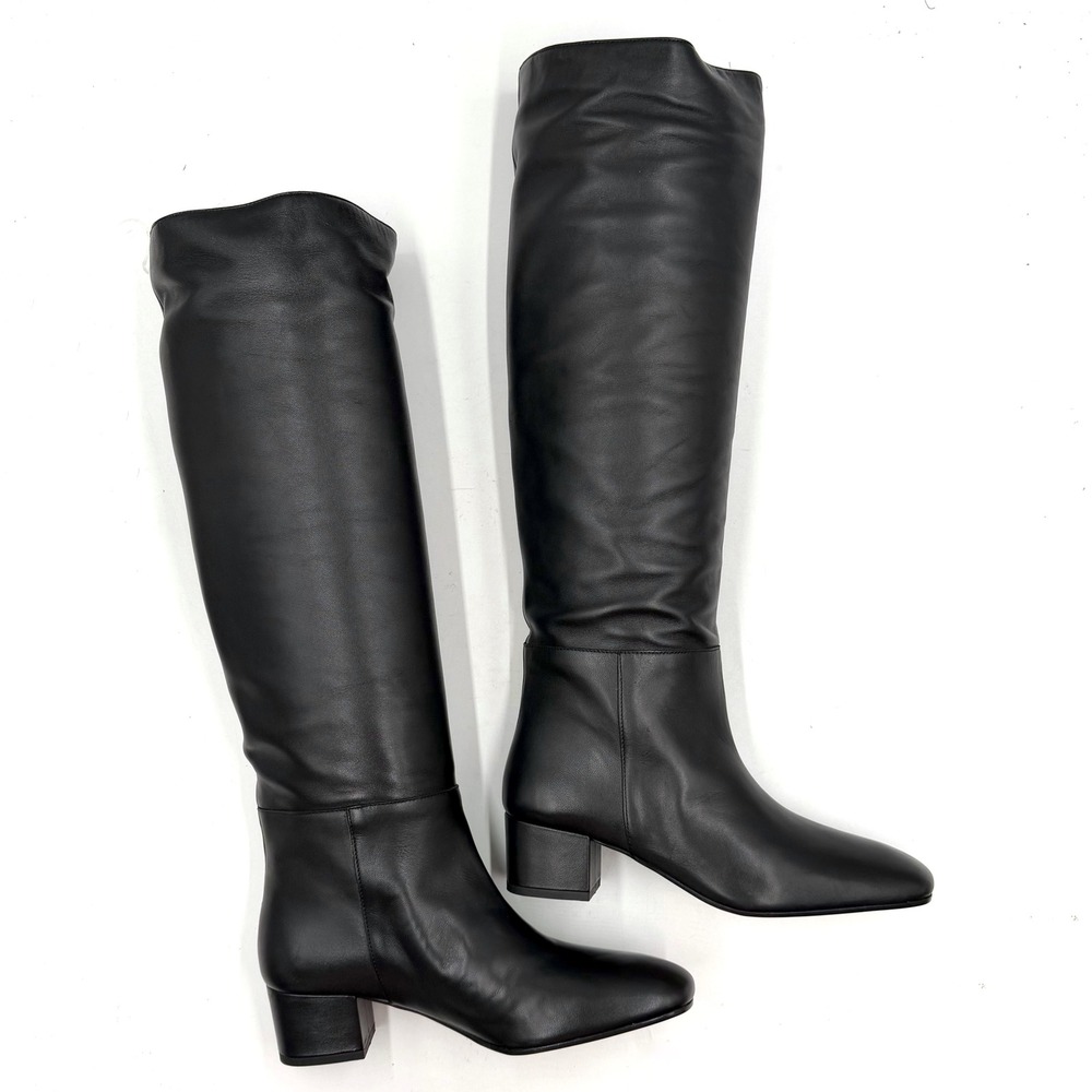 STAUD Black Leather Over-the-Knee Block Heel Boots - Picture 4 of 12